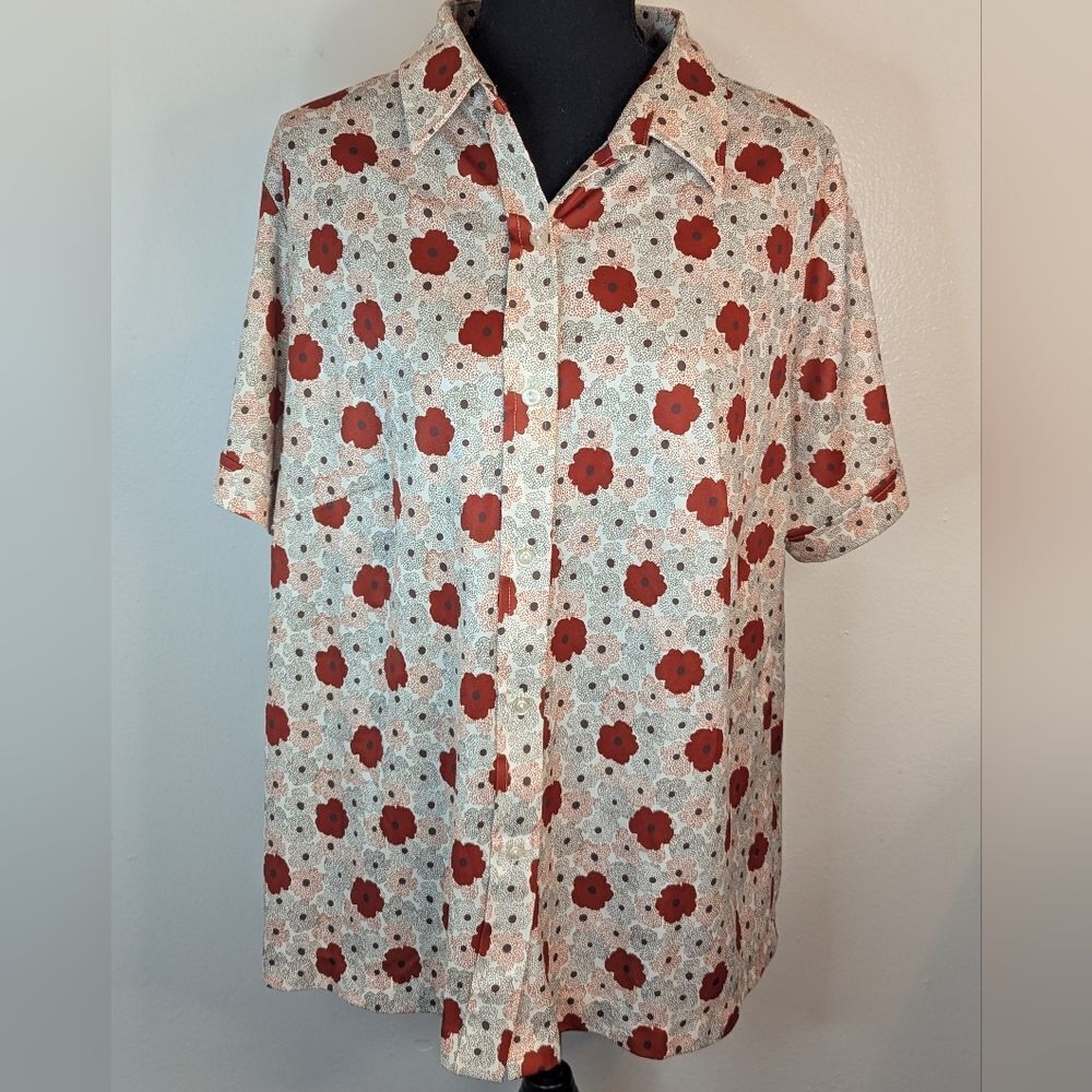 VTG Sears Floral 70s 80s Retro Preppy Prairiecore Western Top 44